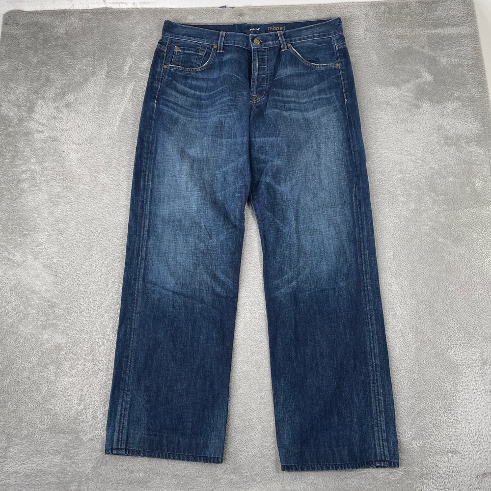 7 For All Mankind Jeans Mens 36 Blue Relaxed Fit Straight Leg Denim Made In USA
